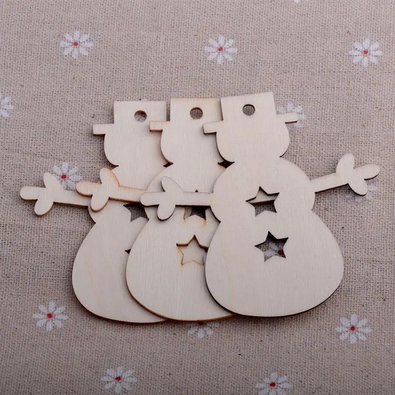 60Pcs Christmas Wooden Pendant Creative Craft Ornament Accessories(Pentastar+Snowman+Christmas Tree+Circle+Heart+Snowflake