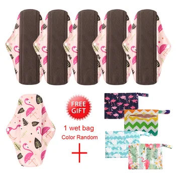 

7Pcs Set Sanitary Reusable Cloth Menstrual Pads Washable Charcoal Bamboo Sanitary Pads Panty Liner Women Menstrual Cotton Pads