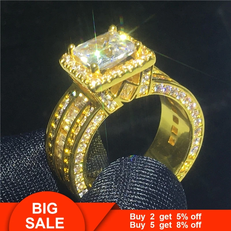 Vecalon, Винтажное кольцо для обещаний, серебро 925 пробы, принцесса, огранка, 3ct, AAAAA Cz, массивные обручальные кольца для женщин, свадебные ювелирные изделия