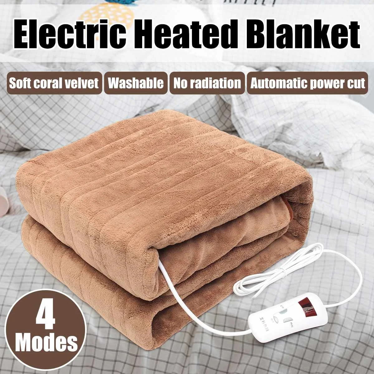 Водонепроницаемый машинный моющийся бытовой Электрический одеяло коралловый флис нагреватель с контролем температуры Автоматическое отключение питания