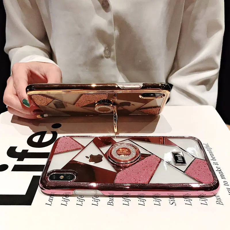 LOVERONY блестящие стразы палец кольцо чехол для телефона для iPhone XS MAX XR X Bling 2-в-1 крышка чехол для iPhone 6 6S 7 8 Plus