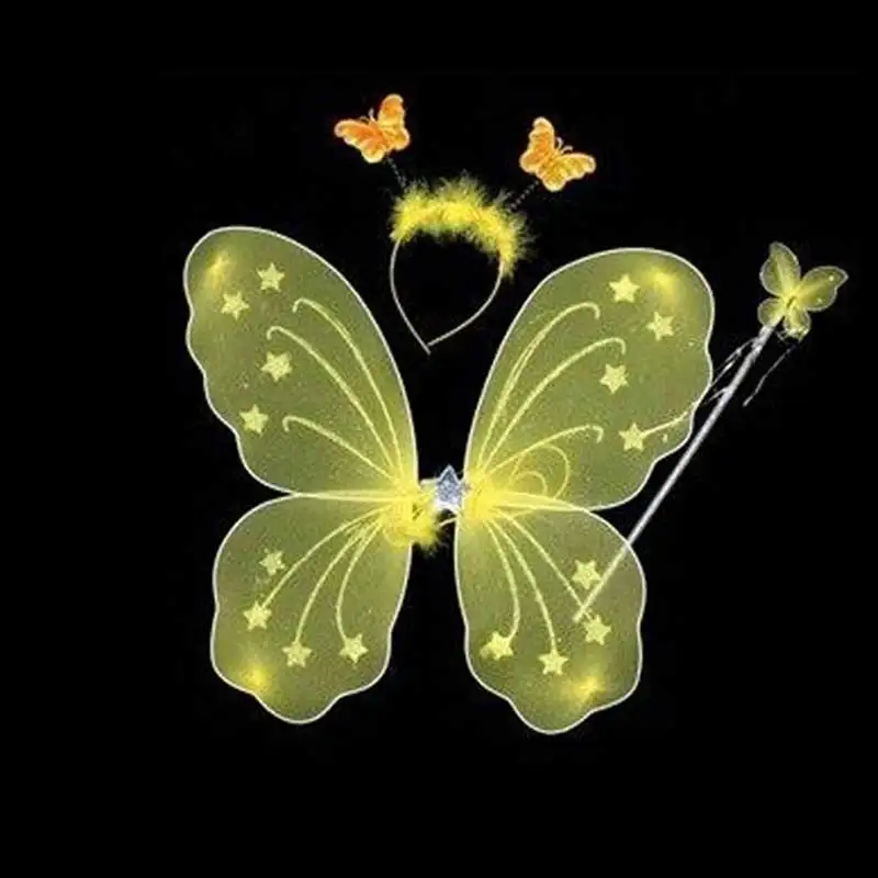 

3 Pcs/ Set Kids Children Costume Cosplay Angel Wings Magic Wand Prop Girls Butterfly Fairy Wings Costume SP99