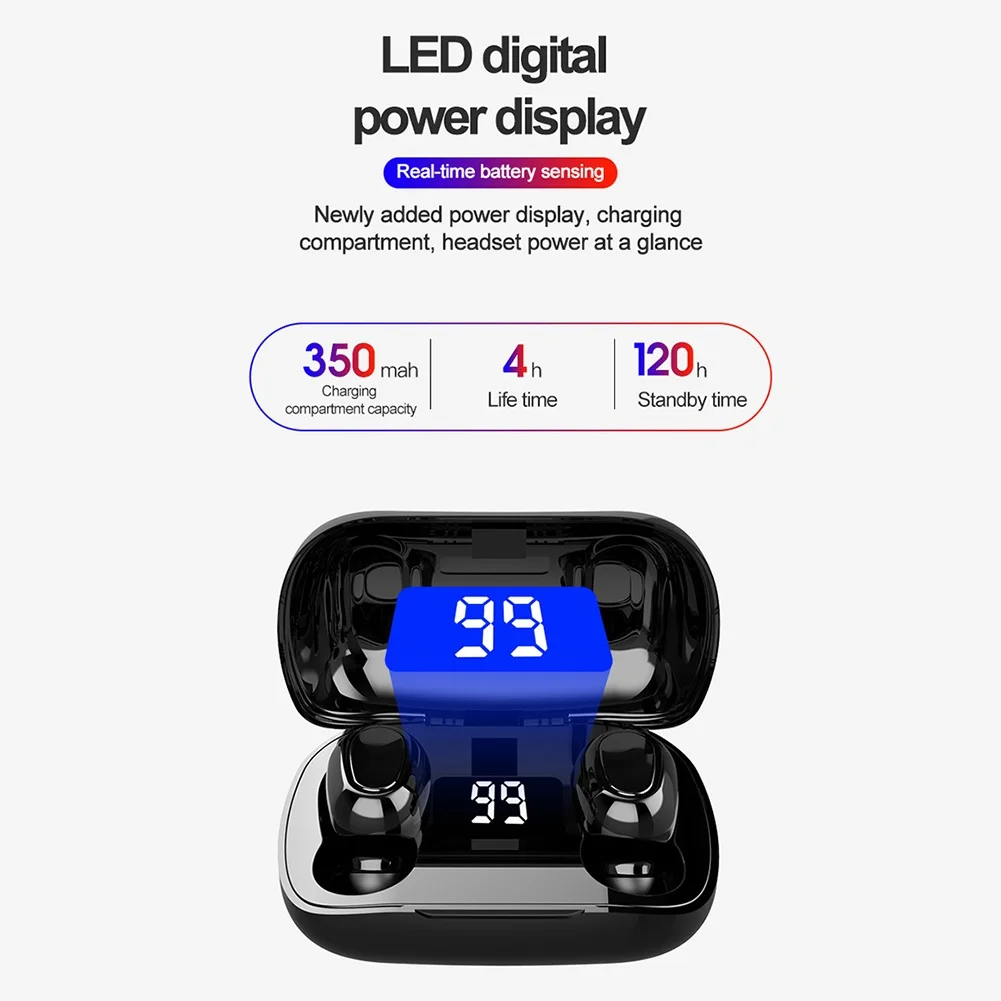 L21 Pro Bluetooth Earphones tws for iPhone HiFi Stereo Wireless Bluetooth Headset Sports Earphone for Xiaomi Samsung Smartphone