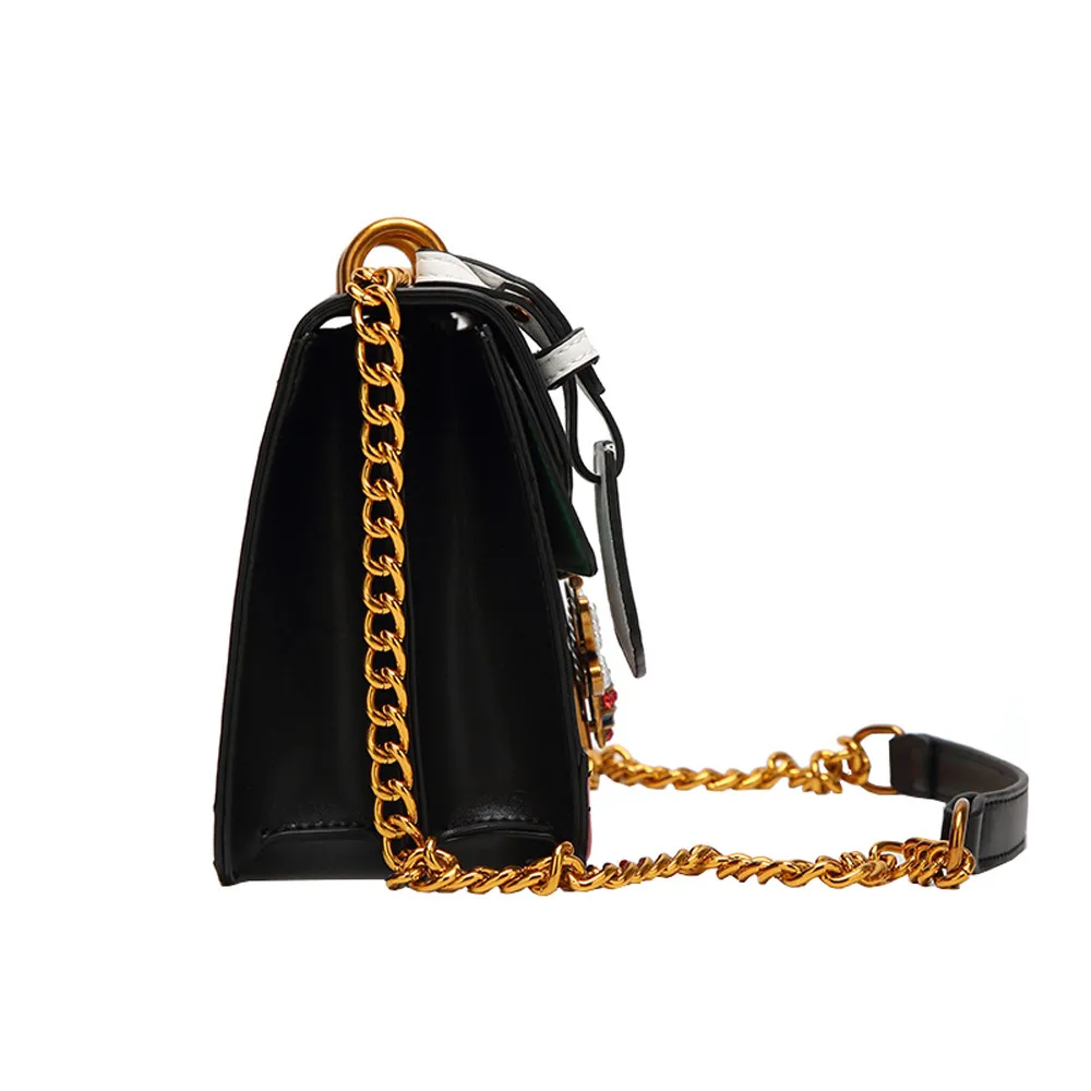 Брендовая дизайнерская женская сумка на плечо с цепью клапаном женские кожаные дамские сумки, Курьерская сумка женская клатч пчелиная пряжка