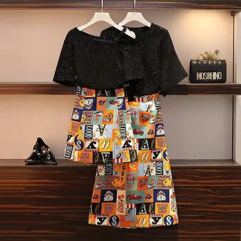

plus size summer korean skirt set 2 piece set women t-shirt dress two piece outfits sreeetwear 2 piece summer sets student suit