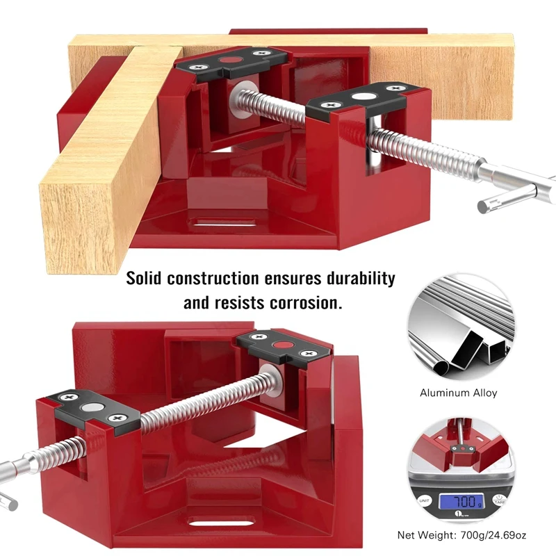 Прямоугольный зажим, одна ручка 90 ° угловой зажим, алюминиевый сплав правый угол зажим инструмент Деревообработка фото рамка тиски держатель