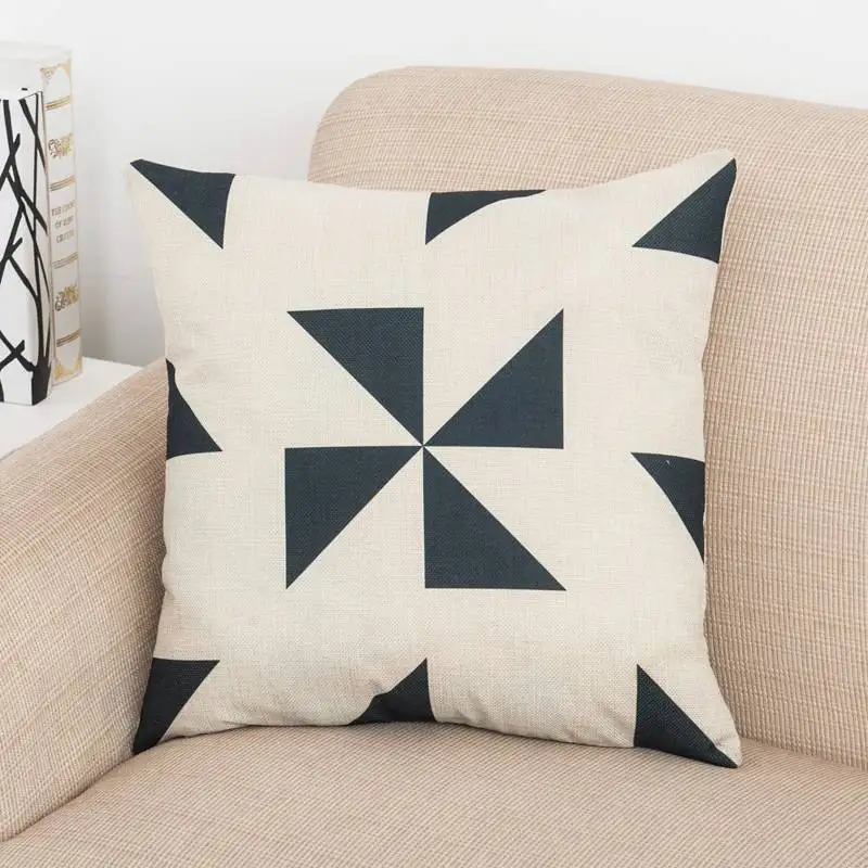 45x45 cm Nordic Geometric Grid Sofa Cushions Cover Linen Cotton Throw Pillows Covers Home Decoration Cushion Case for Bed Sofa - Цвет: D