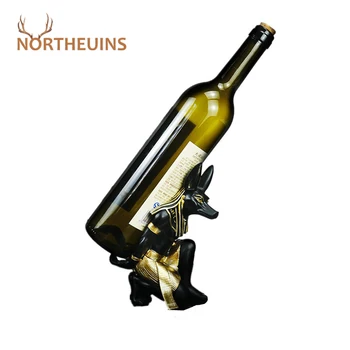 

NORTHEUINS Resin Anubis God Wine Rack Figurines Modern Egypt Dog Miniatures Statues Animal Interior Home Desk Decor Sculpture
