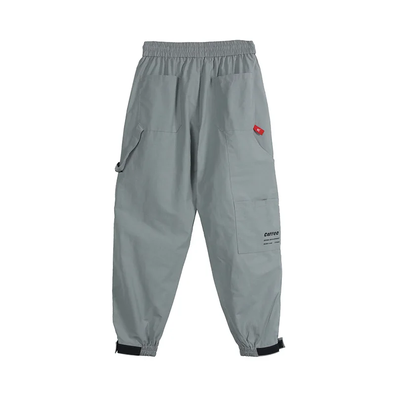 

City Where the Product 2020 Spring New Style Drawstring Workwear Casual Pants Multi-pockets Lace-up Ankle Banded Pants