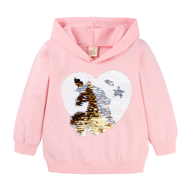 Толстовки с единорогом для девочек; модная одежда с блестками; детский хлопковый свитер высокого качества; детская одежда для маленьких детей; обесцвечивающая одежда