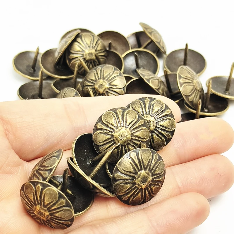 Tacks Upholstery Ancient Decorative Nails Jewelry Box Table Flower Pushpins Woodwork Brass Tacks Nail Decoration For Wood