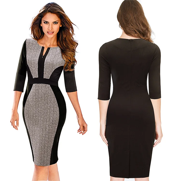 

2018 Spring Ozhouzhan Three-quarter-length Sleeve Europe And America WOMEN'S Dress Elegant Slim Fit Slimming Sheath Pencil Skirt