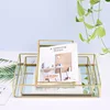 Nordic Retro Storage Tray Gold Rectangle Glass Makeup Organizer Tray Dessert Plate Jewelry Display Home Kitchen Decor 2