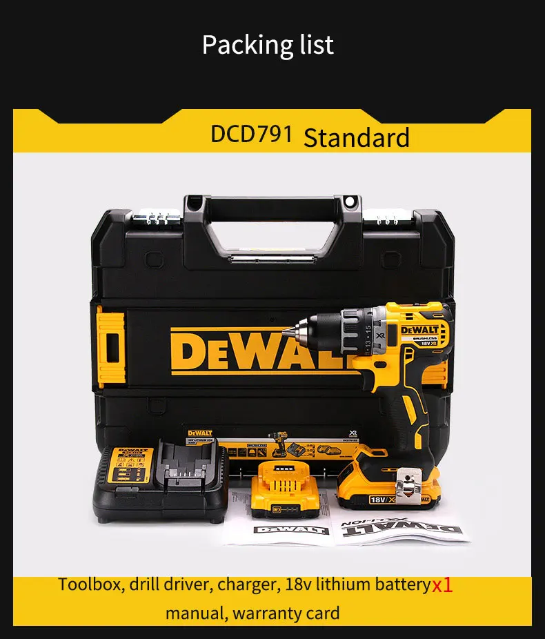 Dewalt DCD791/777 бесщеточный литиевая электродрель 18V электрическая отвертка Перезаряжаемые