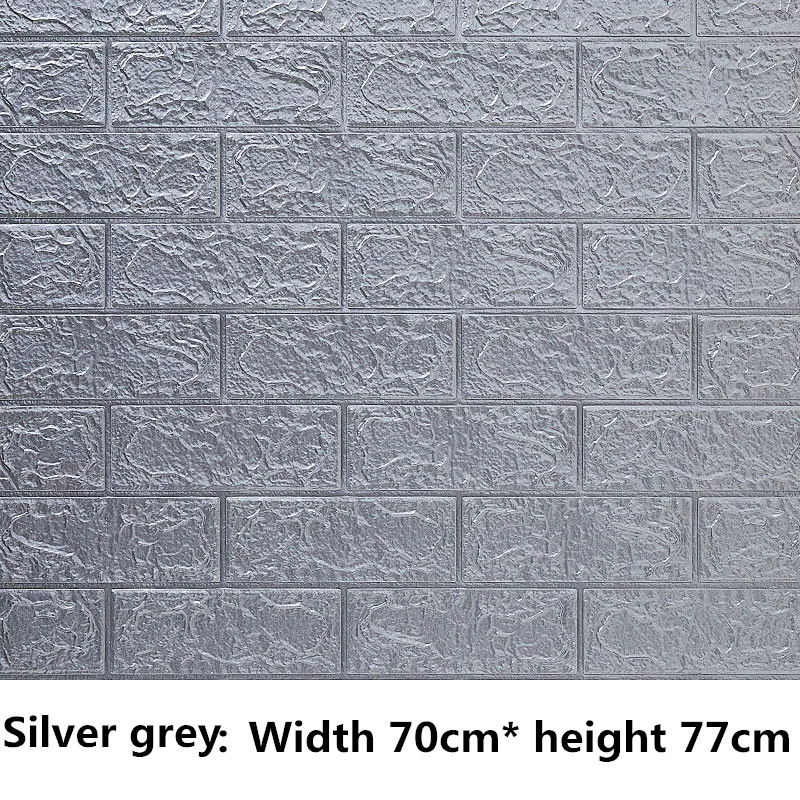 3mmSilverGray 3D обои водонепроницаемые поролоновые для спальни гостиной DIY самоклеящиеся кирпичные наклейки на стену 70*77 см удобные настенные наклейки для дома - Цвет: 3mmSilverGray