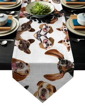 

Funny Design Puppy Dogie Table Runner Table Flag Home Party Decorative Tablecloth Table Runners for Wedding