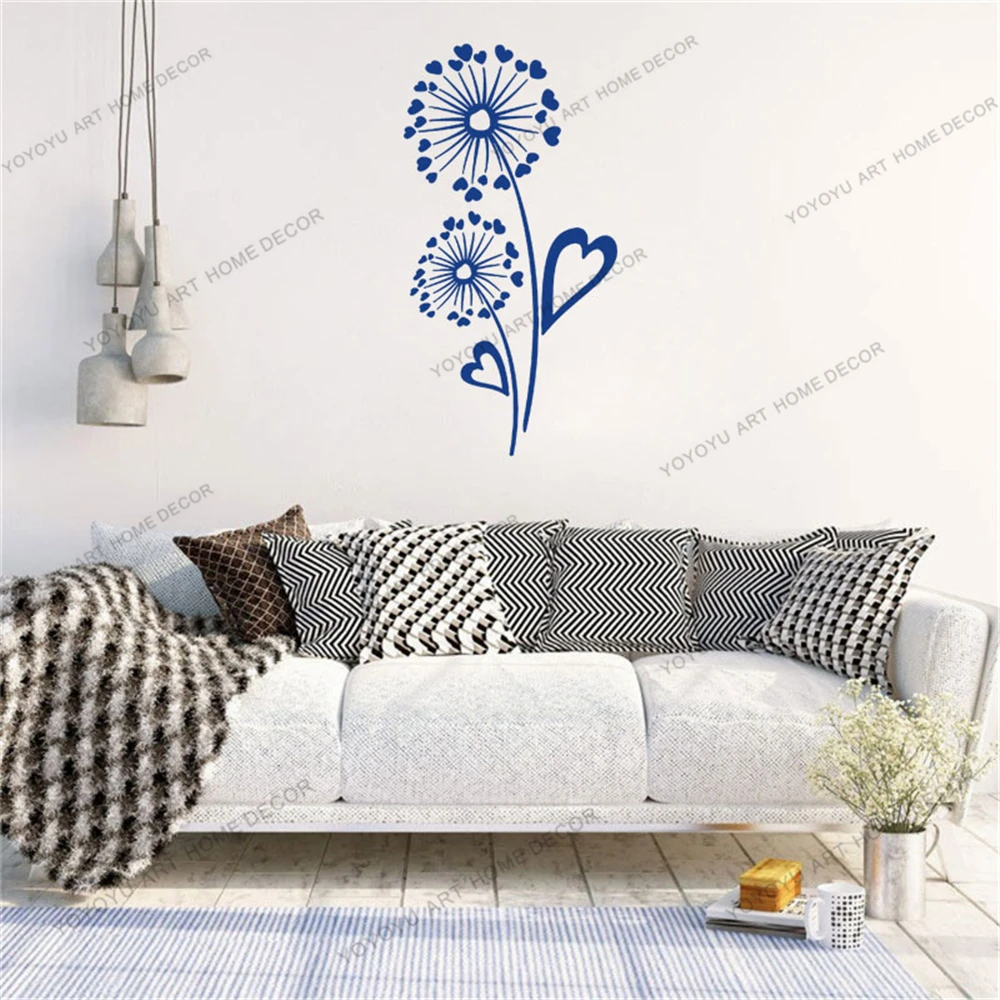 

Vinyl Wall Decal Home Decor Art Mural Wallpaper Wall Stickers Dandelion Flower Heart Symbol Romantic Love CX1663