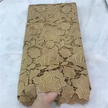 

African Lace Fabric High Quality Nigerian Pure cotton Embroidery with Rhinestone French Net Lace Fabric for Women 5yards