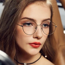 Модные круглые прозрачные очки, металлические прозрачные линзы, близорукость, ботан, оптическая оправа, женские маленькие овальные очки, оправа без диоптрий