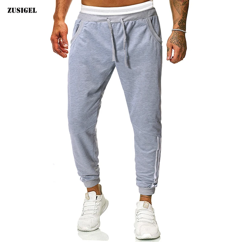 

ZUSIGEL Men Casual Pants Solid Grey Autumn Winter Joggers Pants Men Sweatpants Cotton Middle Waist Sport Men Trousers