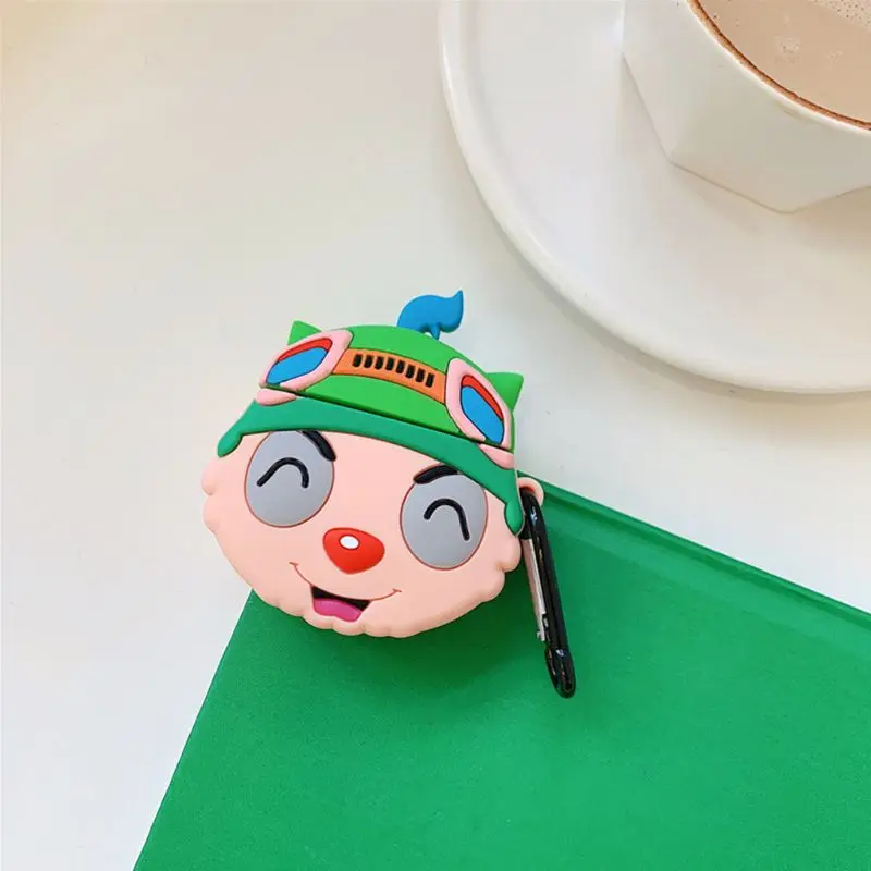 Cartoon Figure Protective Case Silicone Cover with Carabiner for AirPods 1/2 Kit for smart watch