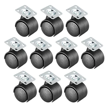 

uxcell Office Chair Casters Nylon Twin Wheel,Top Plate Mount Swivel 1.14in no Brake 10pc