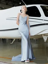 Evening Dresses Mermaid Handmade Flower Pearl Sling Backless Women Prom Gowns With Bow Formal Party Robe de mariée prom dresses