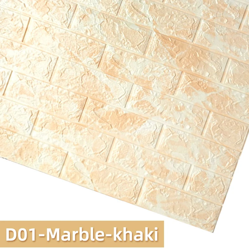 D01-Marble-Khaki Kaguyahime 3D Обои DIY Наклейка под мрамор Водонепроницаемая наклейка s обои для стен детская комната 3D самоклеющиеся обои кирпич - Цвет: D01-Marble-Khaki