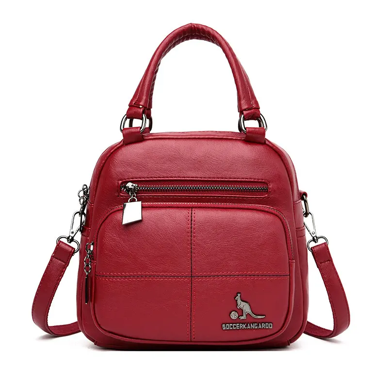 Высокое качество кожаный рюкзак для женщин, сумка-рюкзак, рюкзак Mochila Feminina Многофункциональный женские Наплечные рюкзаки, сумки для путешествий для девочек - Цвет: Red