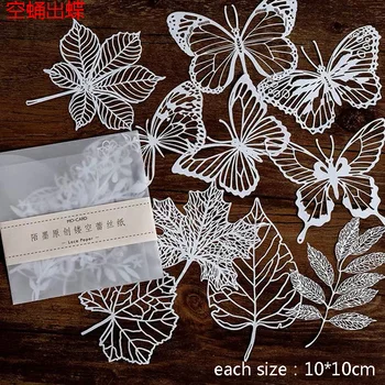 

White Lace Edge Papers Butterflies Round Leaves Scrapbook Paper For DIY Scrapbooking/Card Making/Kids Fun Decoration Supplies