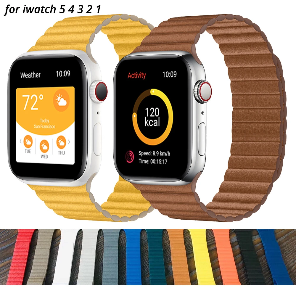 

Leather loop strap For apple watch band 42mm Replacement Wristbands iWatch series 5 4 3 2 1 watchbands bracelet 44mm 40mm 38mm
