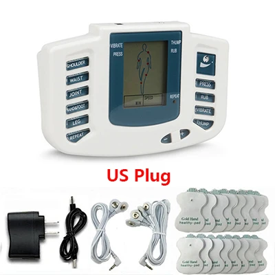 US PLUG TENS EMS стимулятор мышц для облегчения боли терапия меридианная физиотерапия электронный импульсный массажер с 16 подушечки электроды - Цвет: US PLUG