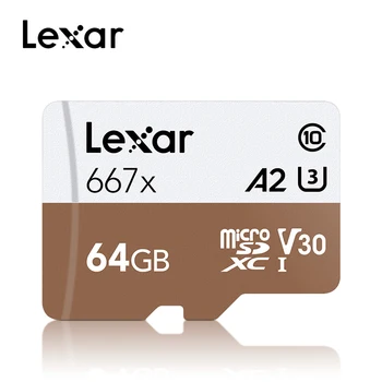 

100% Original Lexar 667x Micro SD Card SDXC UHS-I 64GB 128GB 256GB A2 U3 V30 Class 10 Card For 1080p Full-HD 3D 4K Video