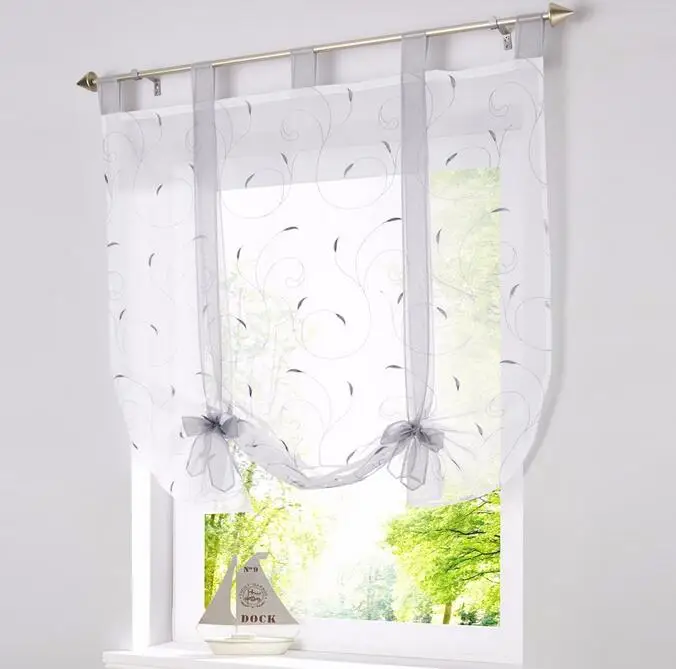 Римские занавески с вышивкой 7 цветов Цветочная вуаль прозрачные Занавески для