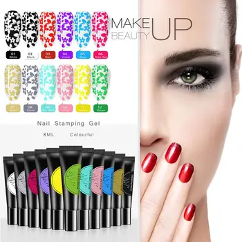 

8ml Nail Stamping Gel Colorful Lacquer UV Gel Polish for Nail Art Stamping Plate Classic Colors and Simple Durable Design