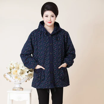 

Big Size Parkas Women New 2019 Thick Jackets Winter Spring Ladies Plus Over Size 5XL Hood Turn-down Collar Floral Coats Female