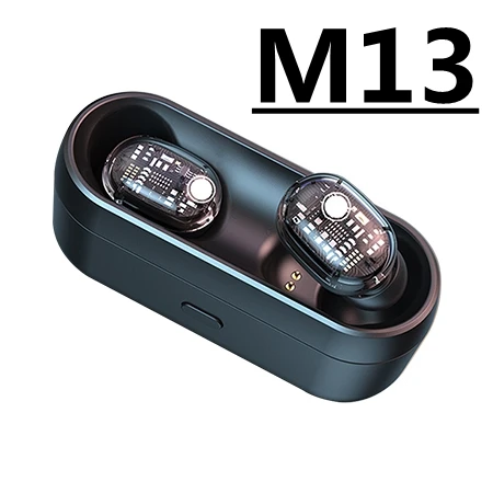 M13 TWS, беспроводные наушники, Bluetooth, наушники, 5,0, спортивные, водонепроницаемые, гарнитура, прозрачная головка, 1800 мА/ч, внешний аккумулятор, наушники - Цвет: M13