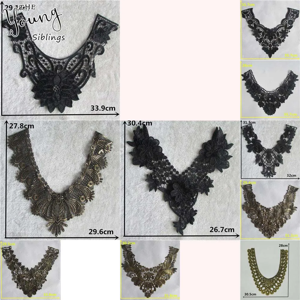 Изысканная вышивка кружевной воротник венецианская аппликация Вышитое декольте