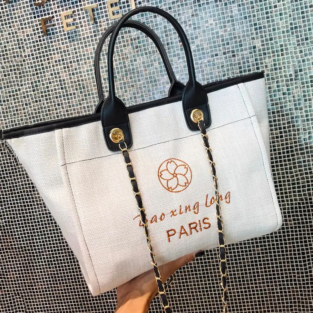 

Patchwork Designer Leather+Canvas Large Tote Bags For Women 2019 Luxury Handbag Famous Brand Big Women Shoulder Bags Purse White shopping bag pocket wallet bolsa sac