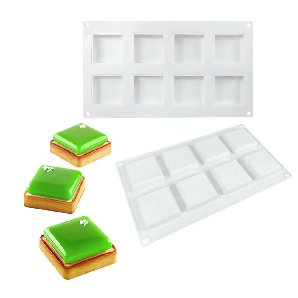 

Square Silicone Cake Mold With Tower Ring For Baking Decoration Mold Dessert Mousse Jelly DIY Baking Tool Biscuit Chocolate Mold