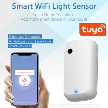 

Tuya Light Sensor Brightness Detector Smart life App Smart Home Security Linkage Illumination Sensor Wireless Remote Control