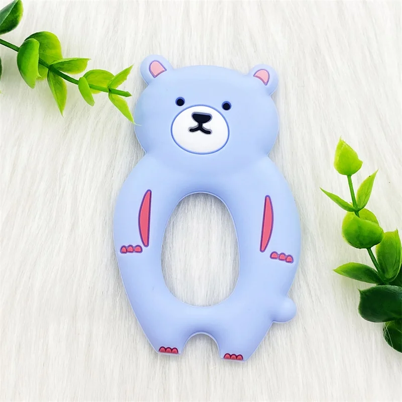 1개 BPA 프리 실리콘 곰 모양 치발기  이갈이 장난감 씹을 수 있는 동물 모양  제품 간호 선물 액세서리