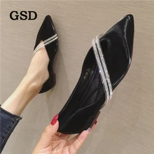 Новейшая женская обувь; модные туфли со стразами на плоской подошве; женские повседневные туфли с острым носком; женская обувь