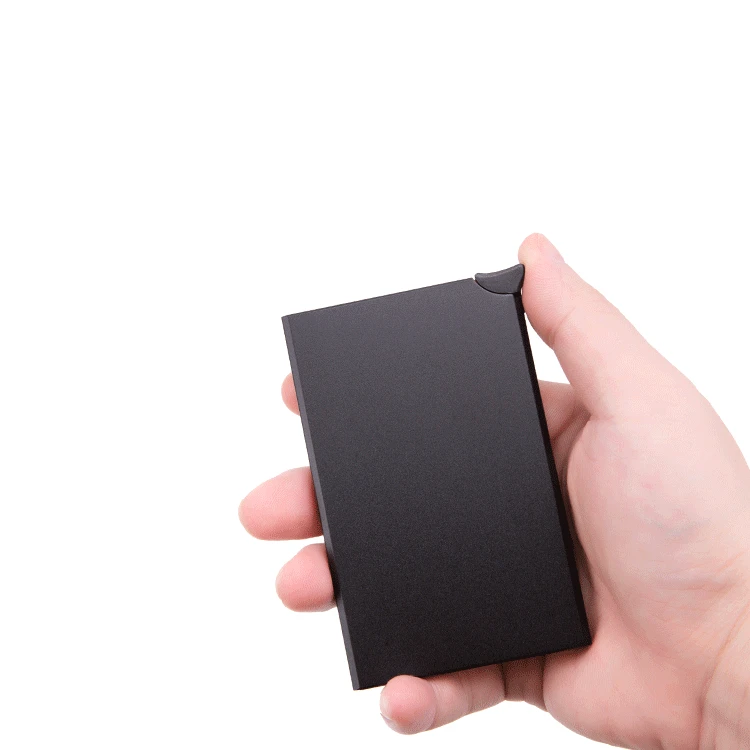Алюминиевый держатель для карт металлический мужской кредитный держатель для карт Rfid Блокировка мини тонкий кошелек автоматический всплывающий чехол для карт протектор