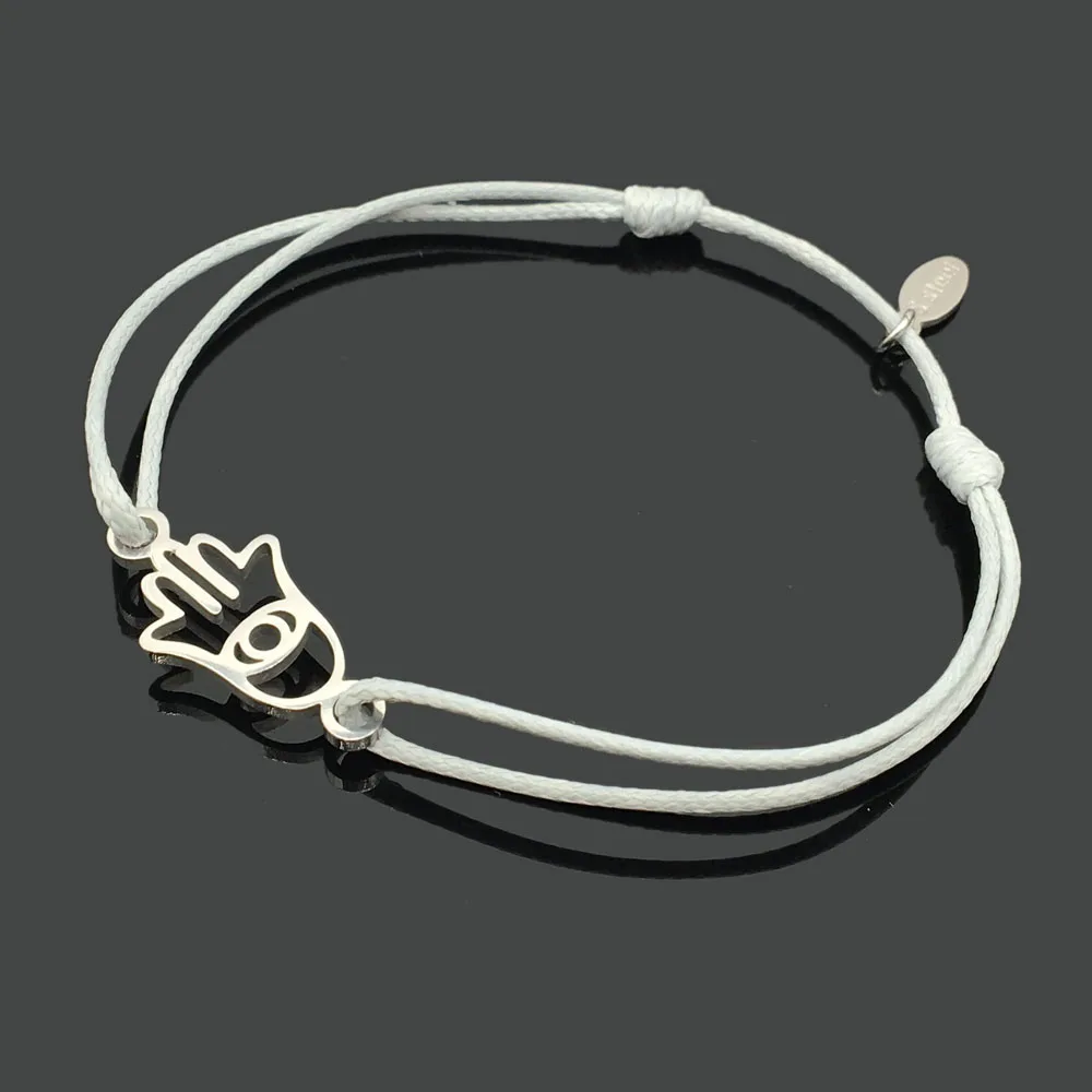 

Wish Bracelet Evil Eye Hand Stainless Steel Charm Lucky Bracelet Eye Hand Pendant Adjustable String Bracelet For Men Women