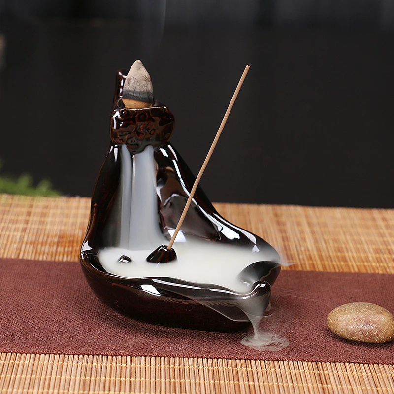 Porcelain Censer Antique Backflow Incense Censer Holder Desktop Censer Burner Ceramic Beautiful Relax Buddhist Yoga