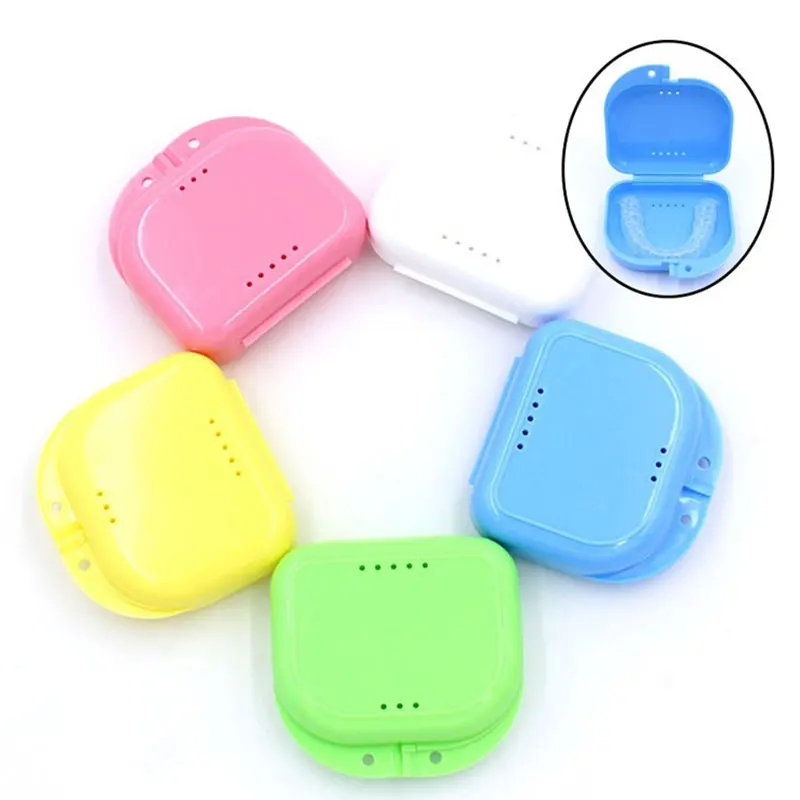 

Dentures Cleaner Boxes Solid Color Lightweight Denture Bath Storage Case Dental False Teeth Appliance Container Storage Boxes