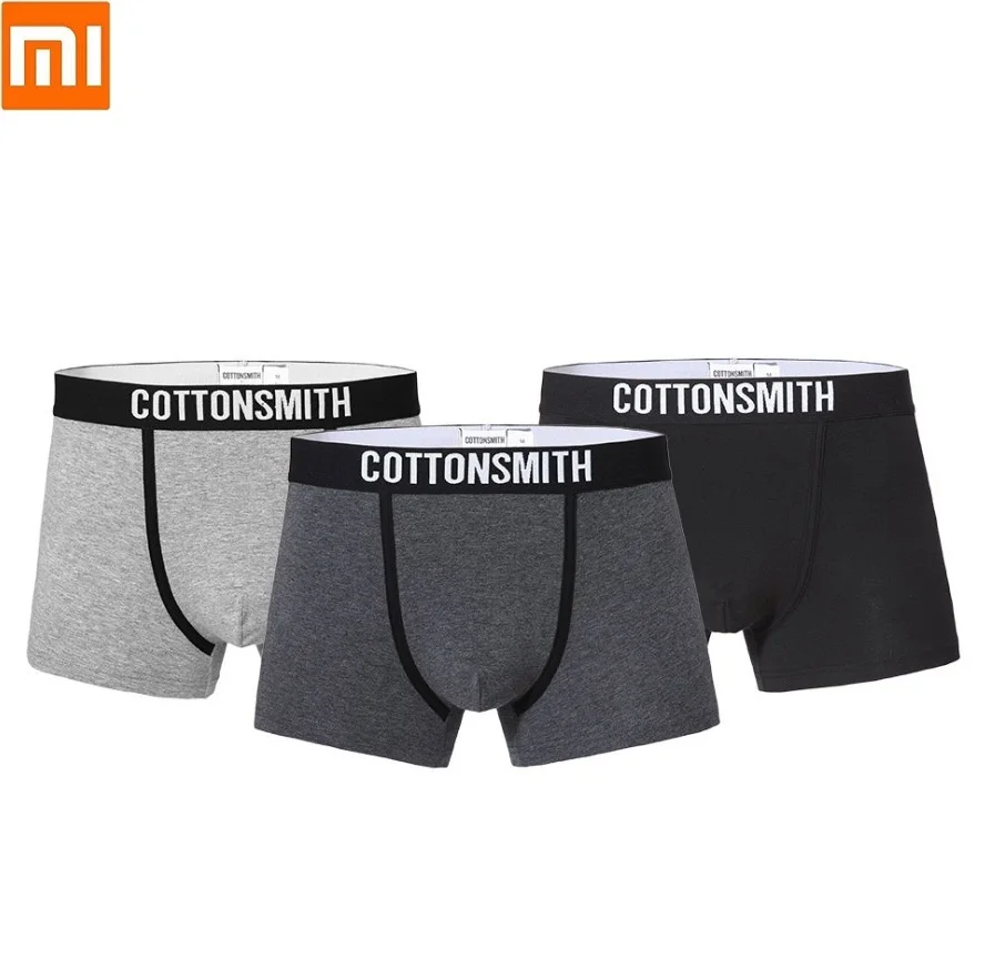 Xiaomi cottonsmith, хлопковые мужские трусы, 3 шт., трусики, боксеры, мягкие, высокие, тянущиеся, средняя талия, шорты, дышащие, комфортные, для хлопка