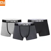 Xiaomi cottonsmith, хлопковые мужские трусы, 3 шт., трусики, боксеры, мягкие, высокие, тянущиеся, средняя талия, шорты, дышащие, комфортные, для хлопка