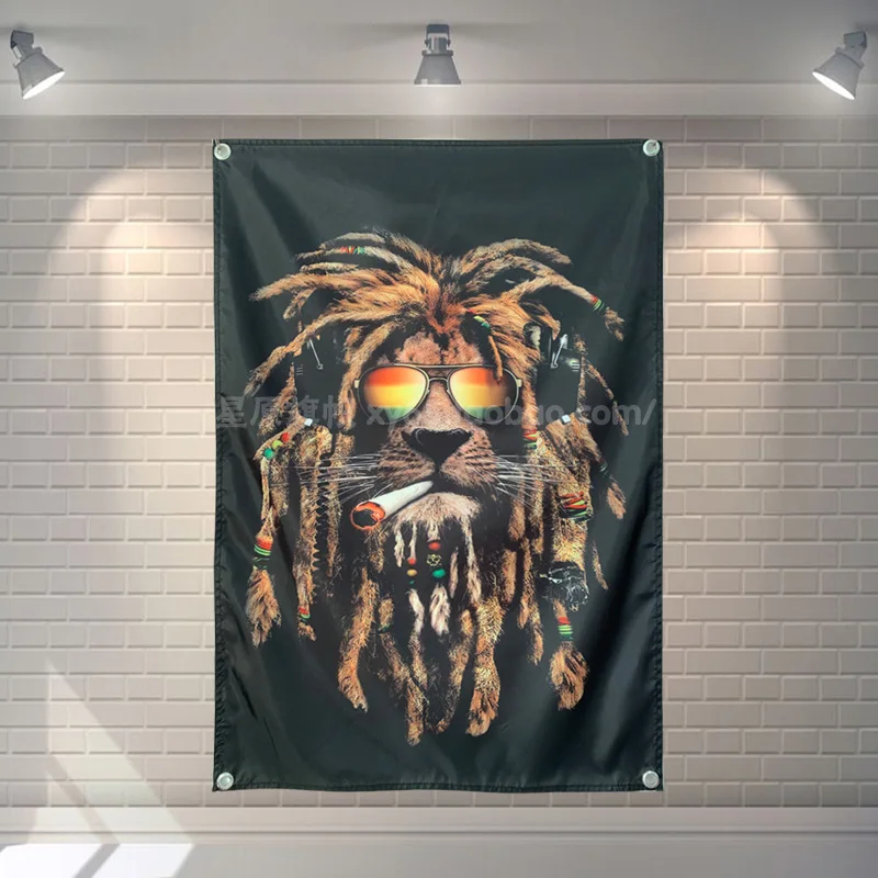 Rasta флаг баннер Лев музыка рок группы регги Ямайка 5 × 3 фута 144*96 см подвесить на